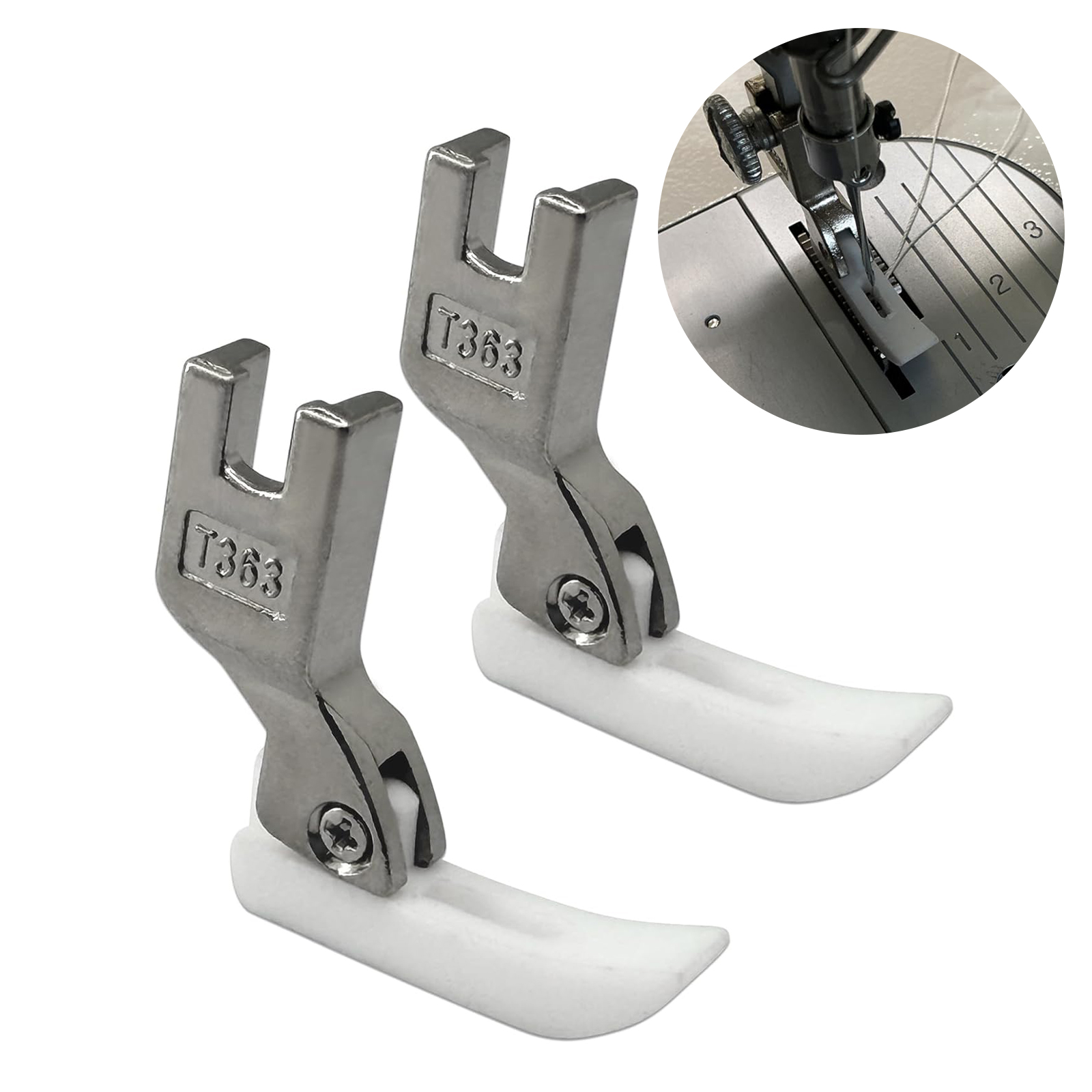 Zipper Foot Presser - 2個入り # T363 ノンスティックプラスチック底狭型ジッパープレスフット ジューキ、ブラザー、コンシウ工業用ミシンアクセサリー用