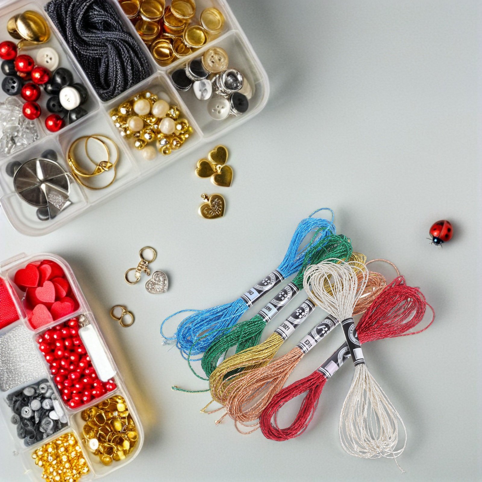 Embroidery Floss Thread - 6本入り豪華なメタリック刺繍糸、鮮やかで色褪せにくい光沢のあるポリエステル糸、DIYホームデコレーションやブレスレット製作に最適