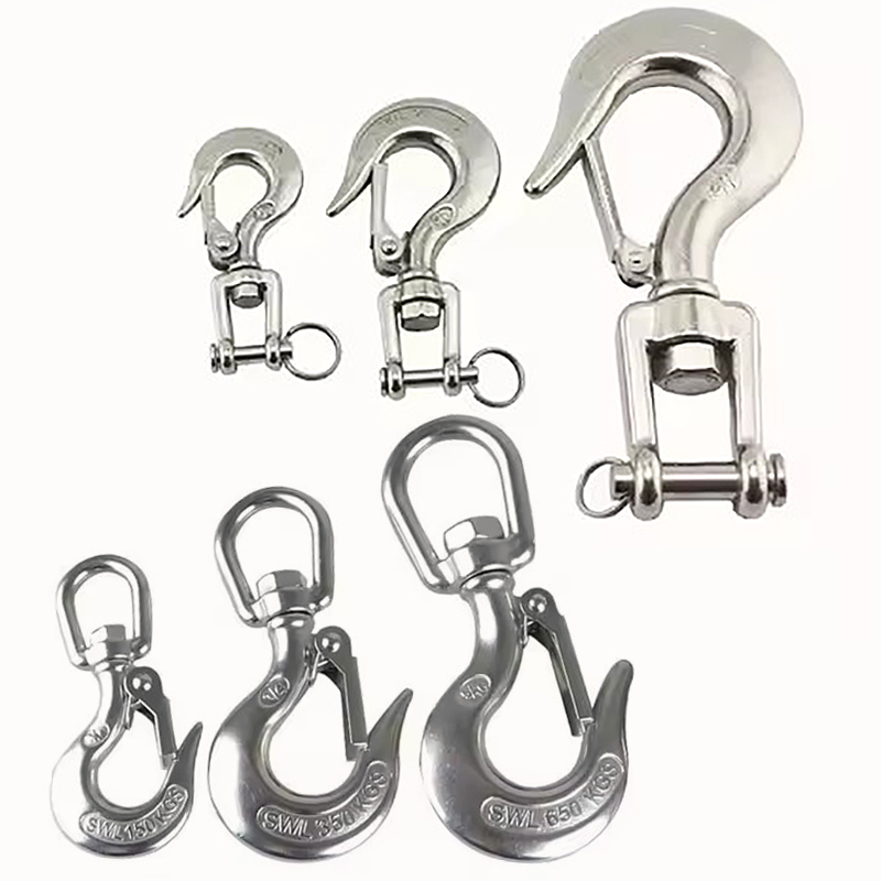 Hook Eye Fastener - シルバー 304 ステンレス鋼アメリカンタイプトリガークレビススイベルアイリフティングスナップトーンフック 150/350/650KG 耐荷重