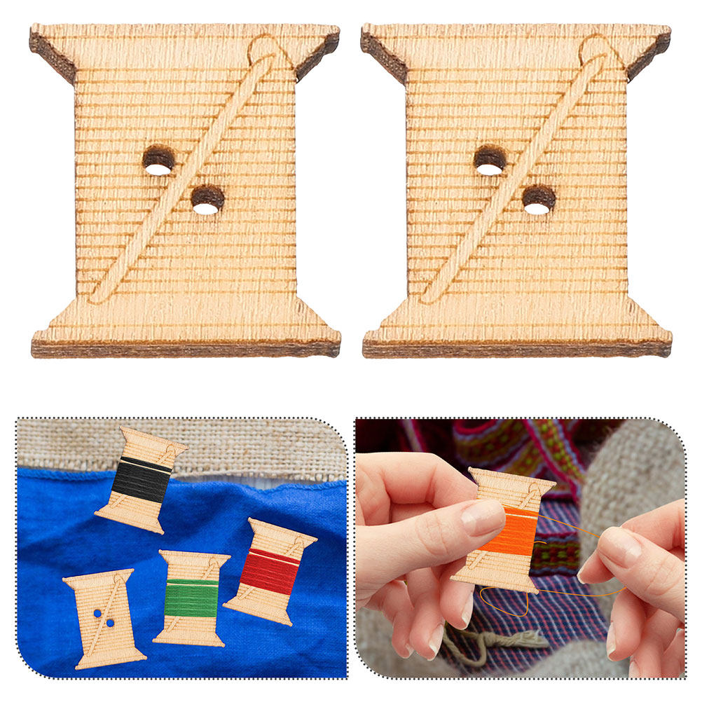 Embroidery Floss Thread - 100個入り木製ミシン糸ボビン、ナチュラルカラー巻取りボード、刺繍糸・毛糸用糸オーガナイザー、クラフトツール