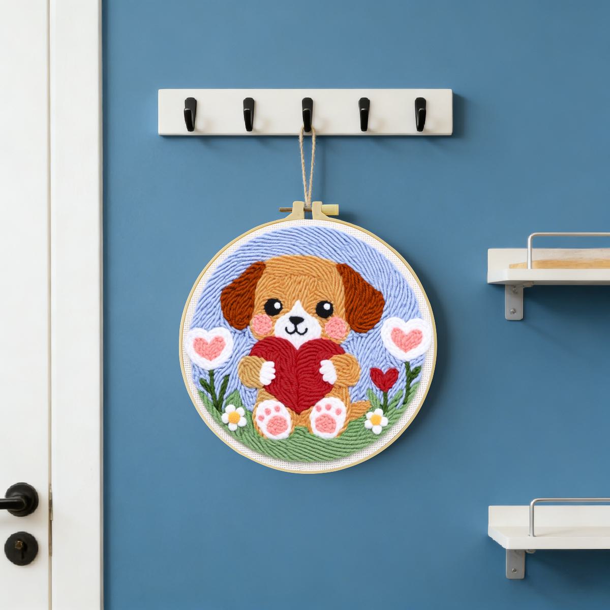 20X20CM/7.87インチ犬柄パンチニードル刺繍セットキ - Is Sewing Textile Art のレビューと価格