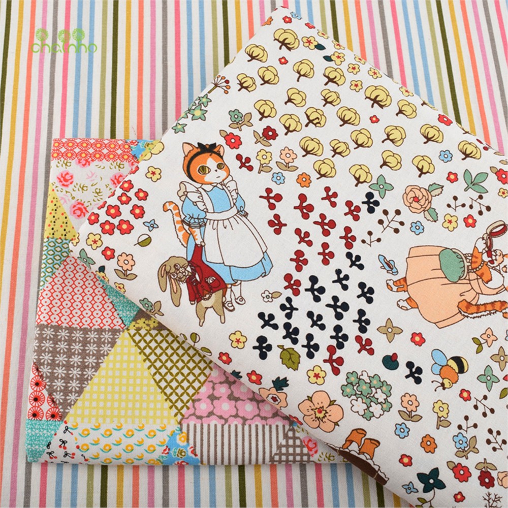 Chainho、プリントコットンリネン生地、DIYキルティン - Sewing Geotextile Fabric のレビューと価格