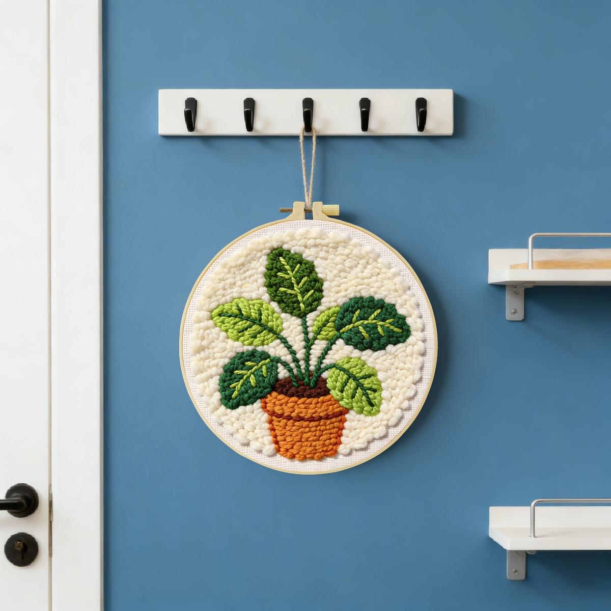 20X20CM/7.87インチ リーフ柄 パンチニードル刺繍 - Is Sewing Textile Art のレビューと価格