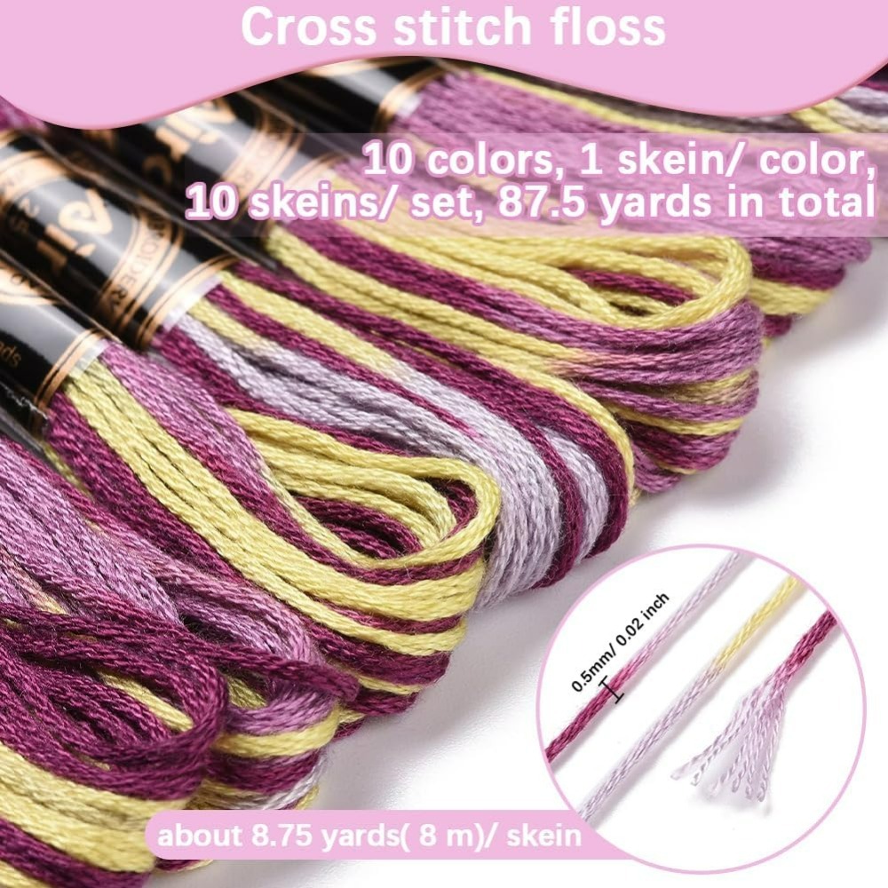 6 ストランド紫多彩な刺繍フロスグラデーションカラークロスス - Embroidery Floss Thread のレビューと価格