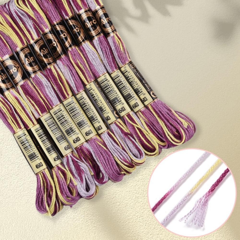 6 ストランド紫多彩な刺繍フロスグラデーションカラークロスス - Embroidery Floss Thread のレビューと価格