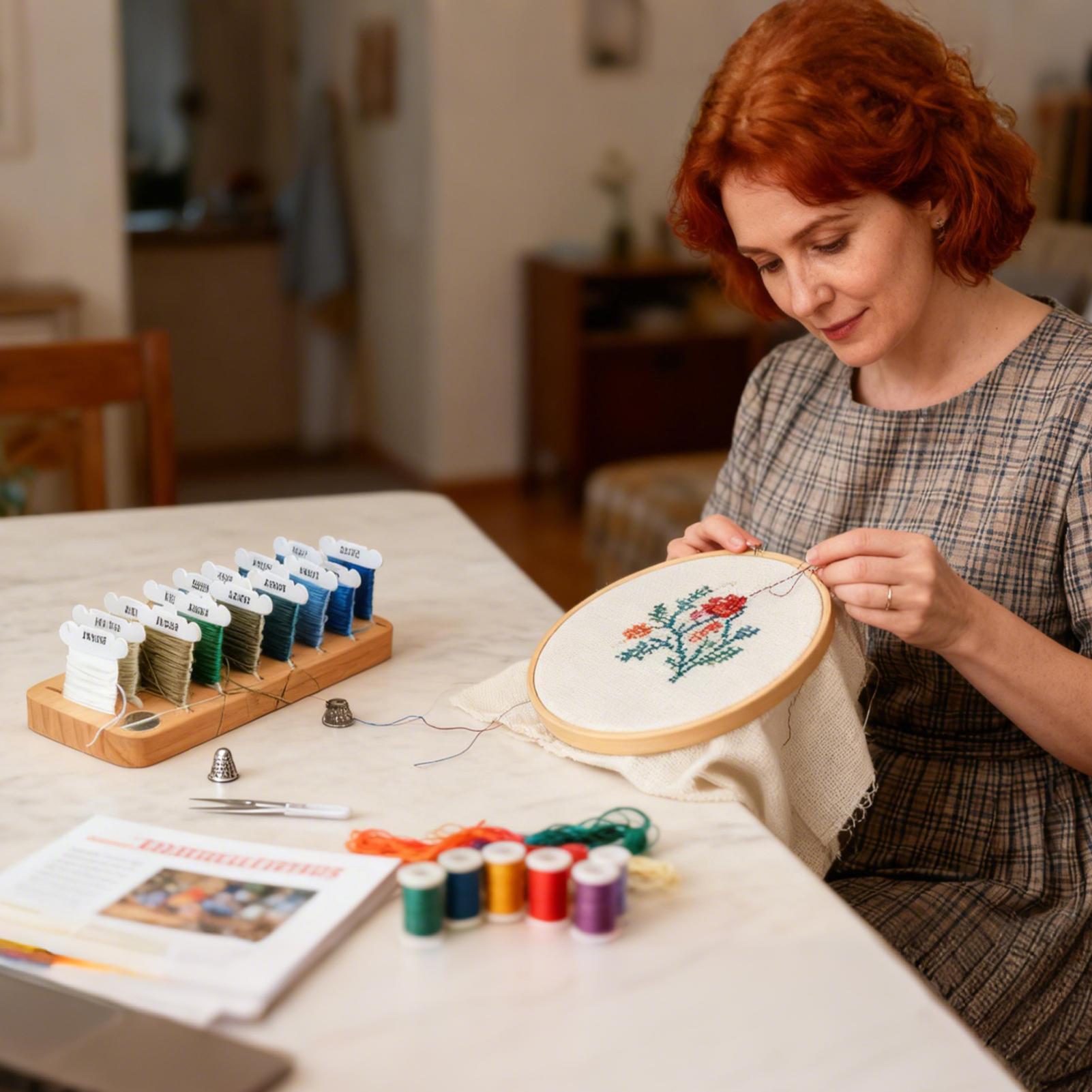 刺繍糸オーガナイザー 15スロット木製スプールホルダー 磁気 - Embroidery Floss Thread のレビューと価格