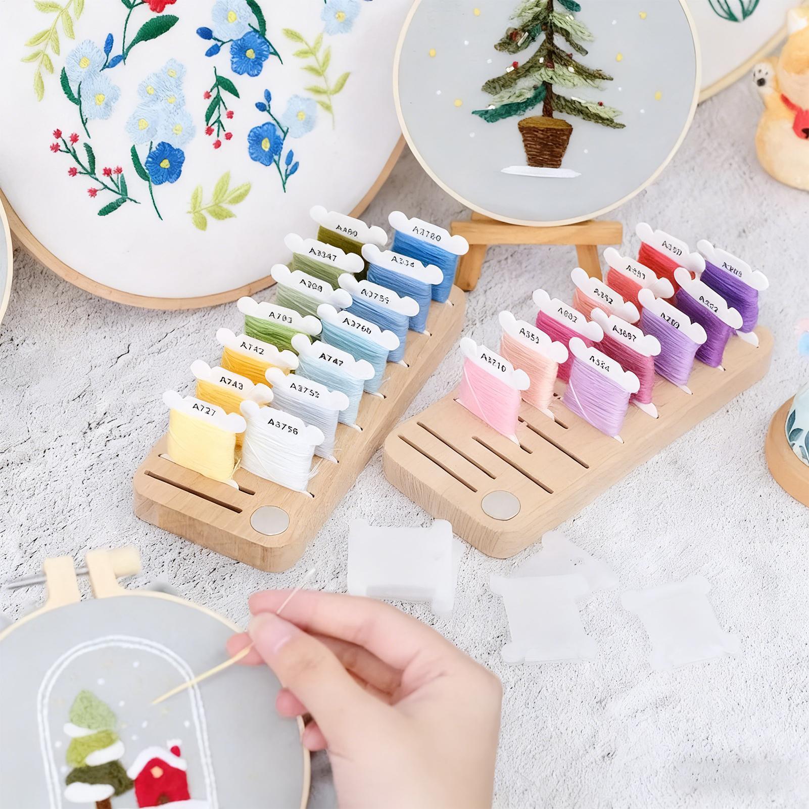 刺繍糸オーガナイザー 15スロット木製スプールホルダー 磁気 - Embroidery Floss Thread のレビューと価格