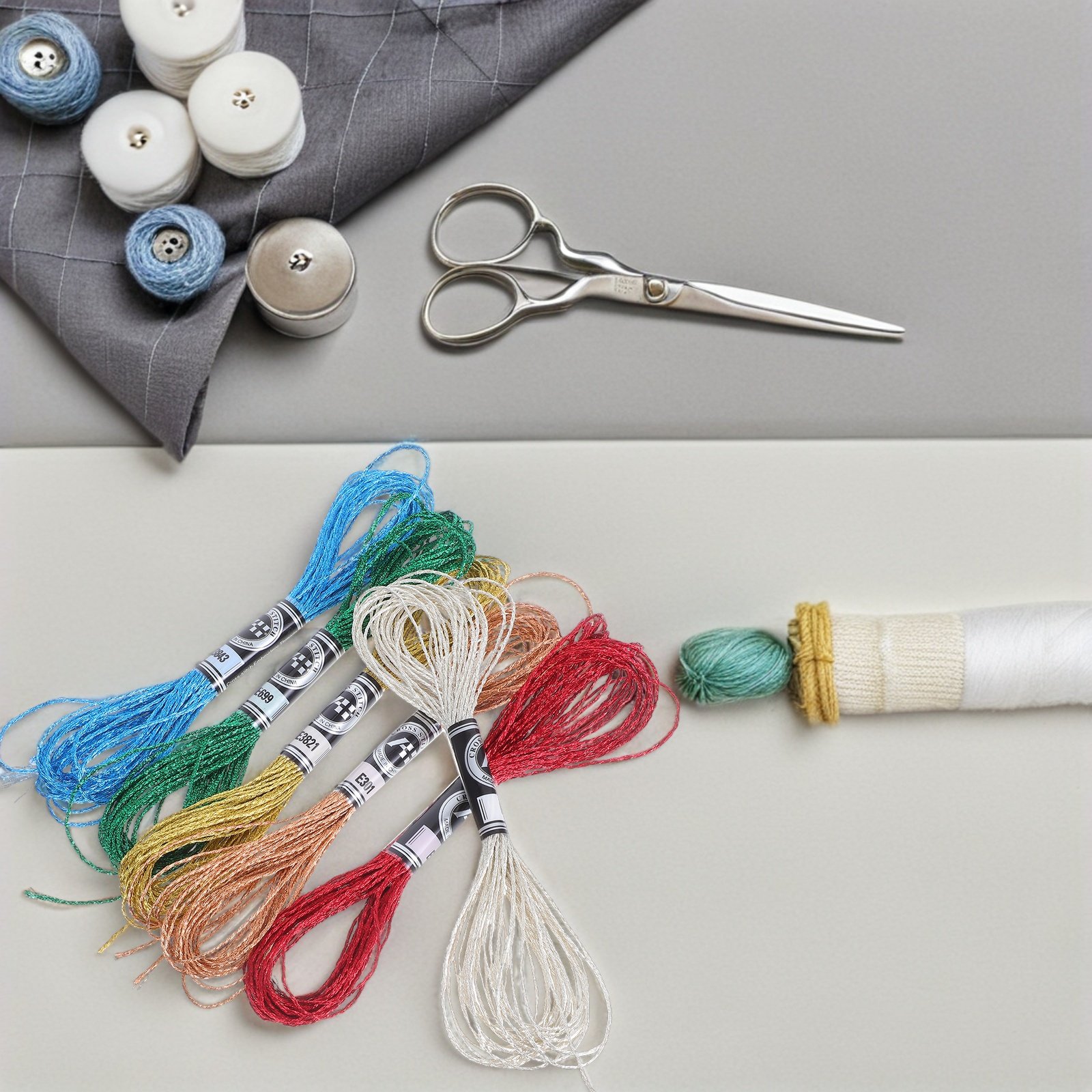 6本入り豪華なメタリック刺繍糸、鮮やかで色褪せにくい光沢のあ - Embroidery Floss Thread のレビューと価格