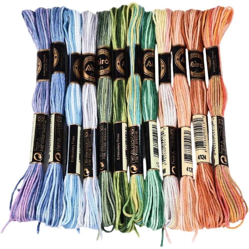 12かせ105ヤードクロスステッチフロス、色とりどりの友情ブ - Embroidery Floss Thread のレビューと価格