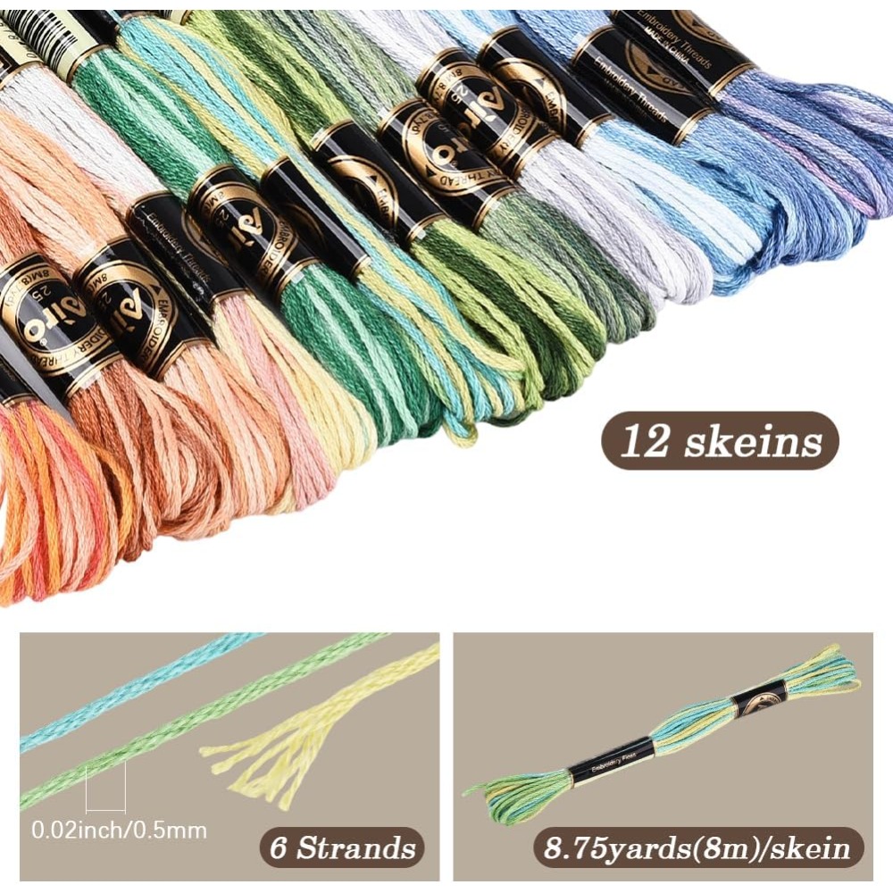 12かせ105ヤードクロスステッチフロス、色とりどりの友情ブ - Embroidery Floss Thread のレビューと価格