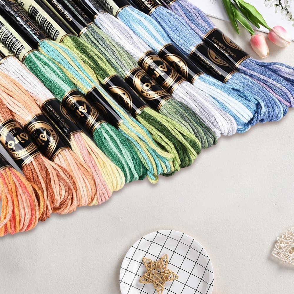 12かせ105ヤードクロスステッチフロス、色とりどりの友情ブ - Embroidery Floss Thread のレビューと価格