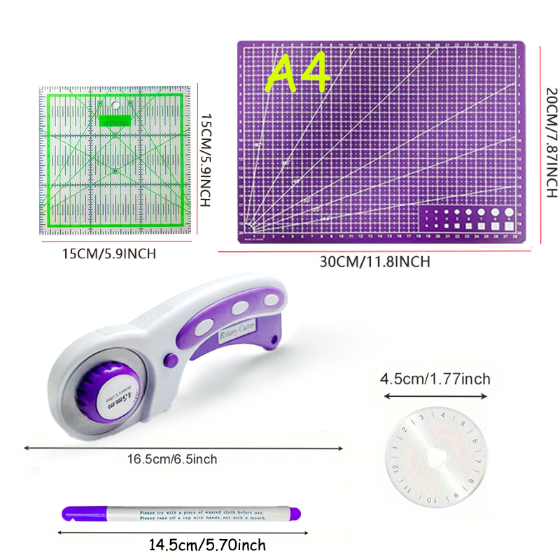 厚みのあるA4カッティングマット付き45mmロータリーカッタ - Rotary Cutter Fabric のレビューと価格